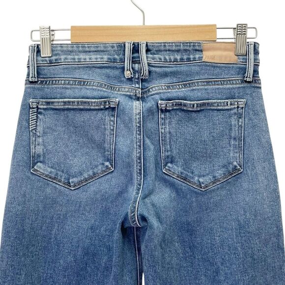 Paige Sabine Wide Leg Jeans Size 27 Shea Distressed Blue High Rise Flare Denim - Picture 7 of 12